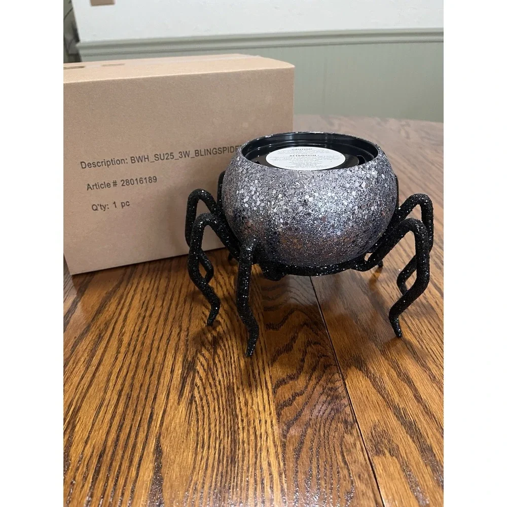 New Bath & Body Works Halloween 2025 Bling Spider 3-Wick Candle Holder